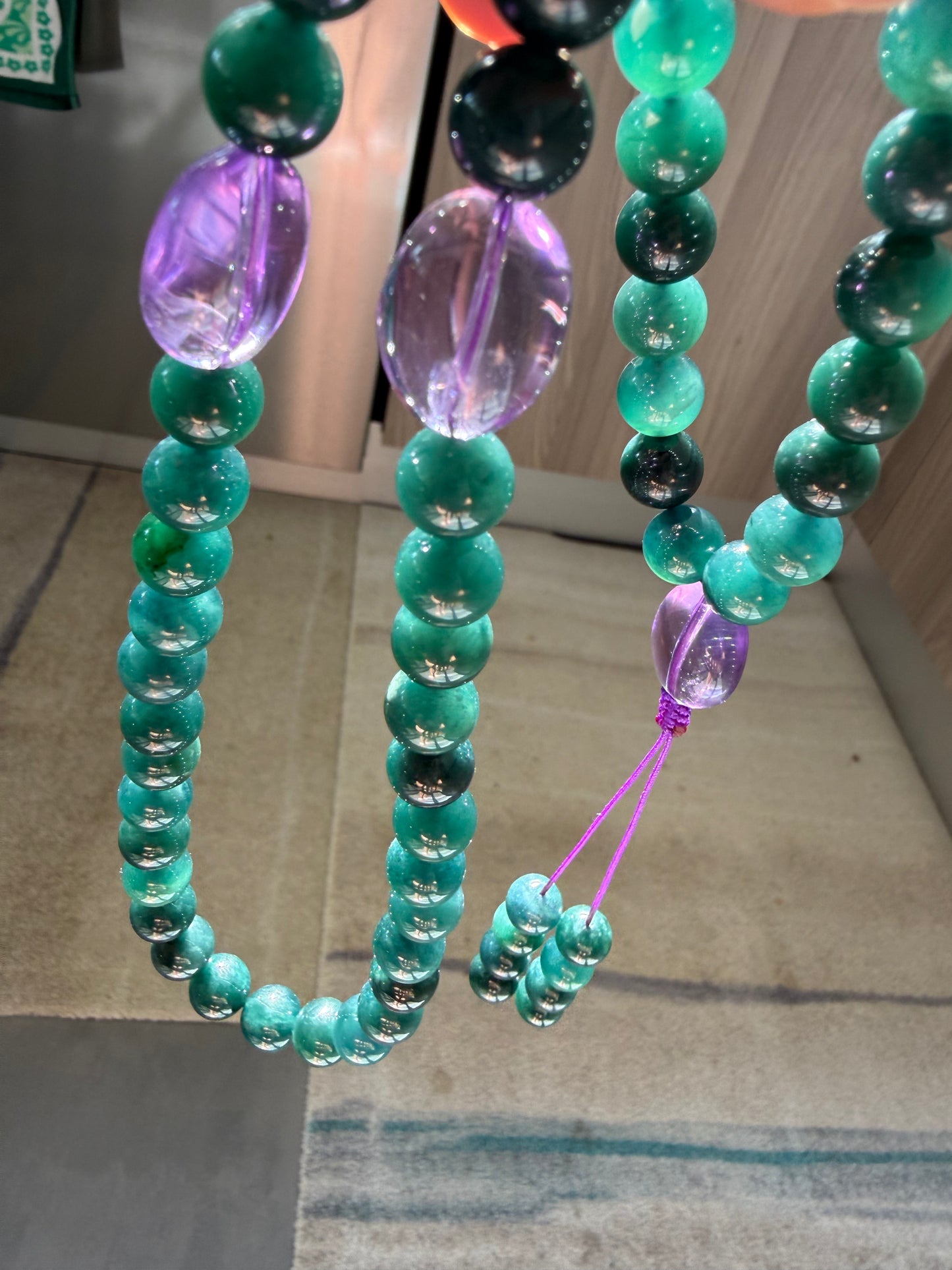 Jadeite Necklace with Amethyst