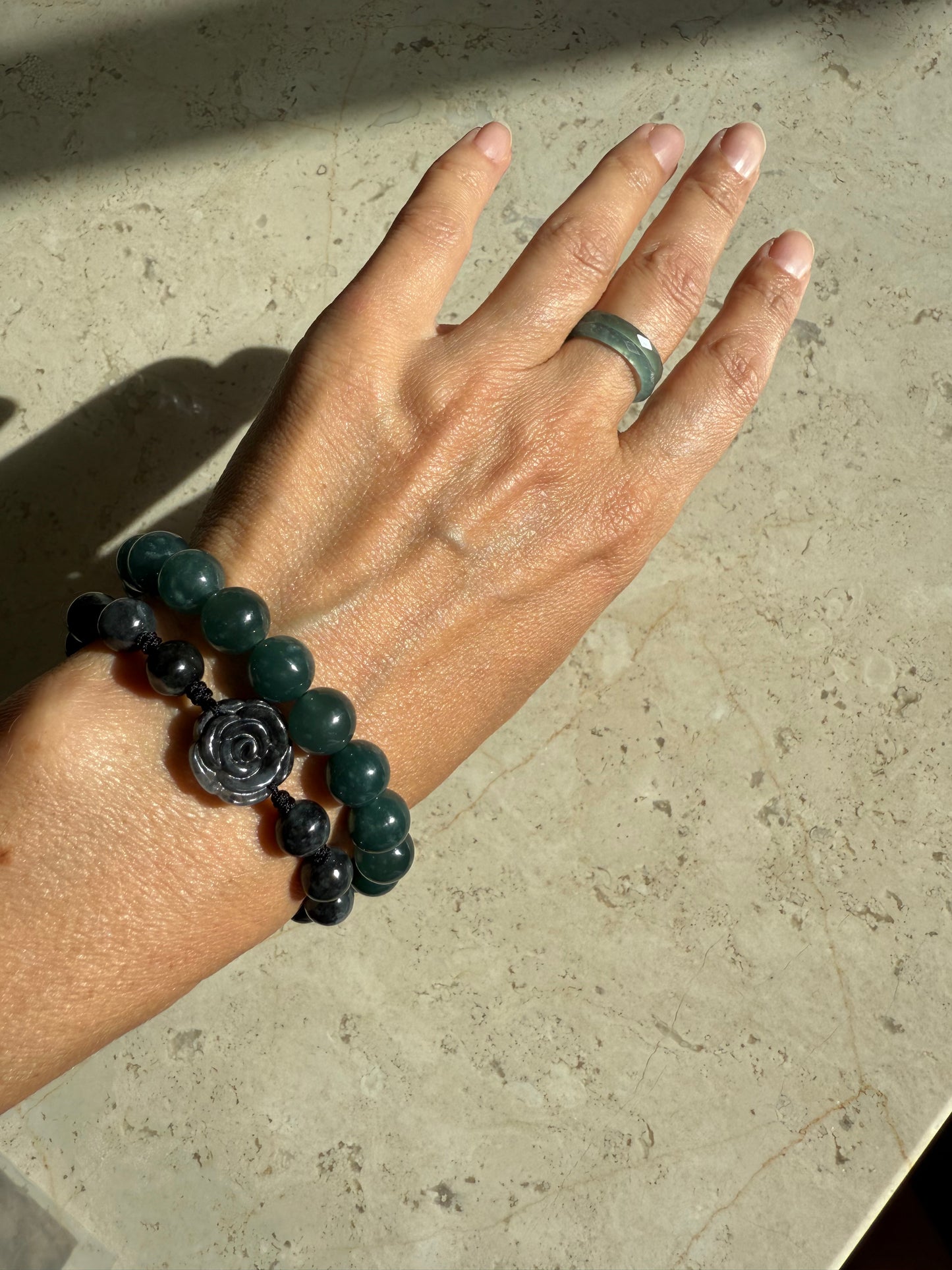 Black rose jadeite bracelet