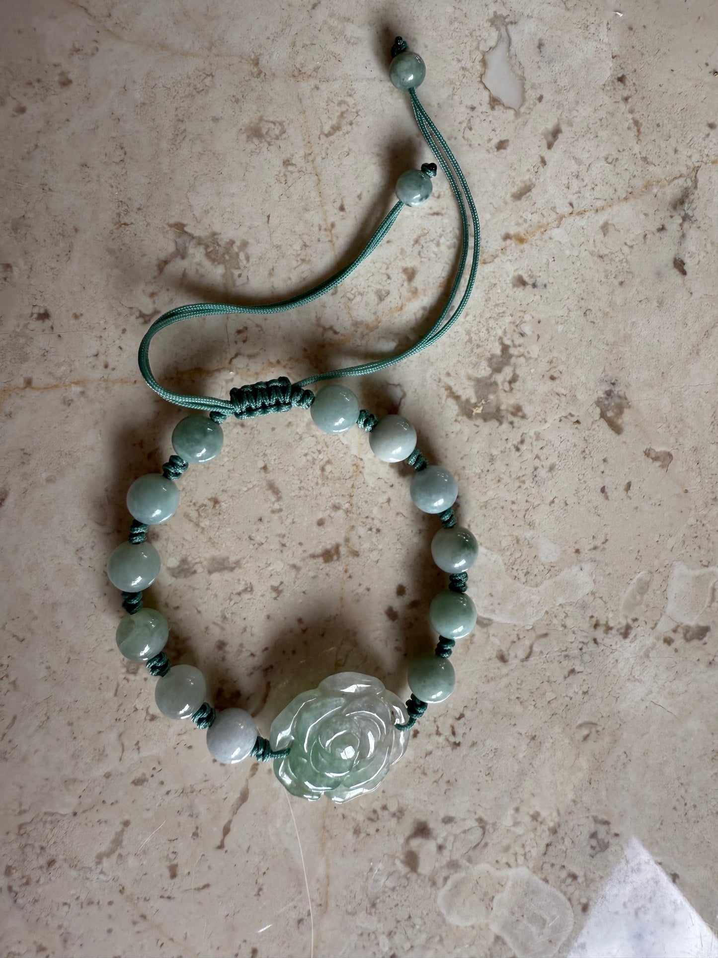 Jadeite Rose adjustable bracelet