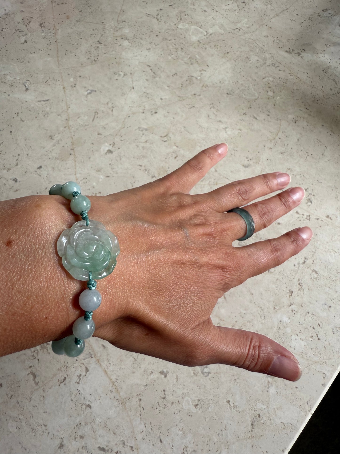 Jadeite Rose adjustable bracelet