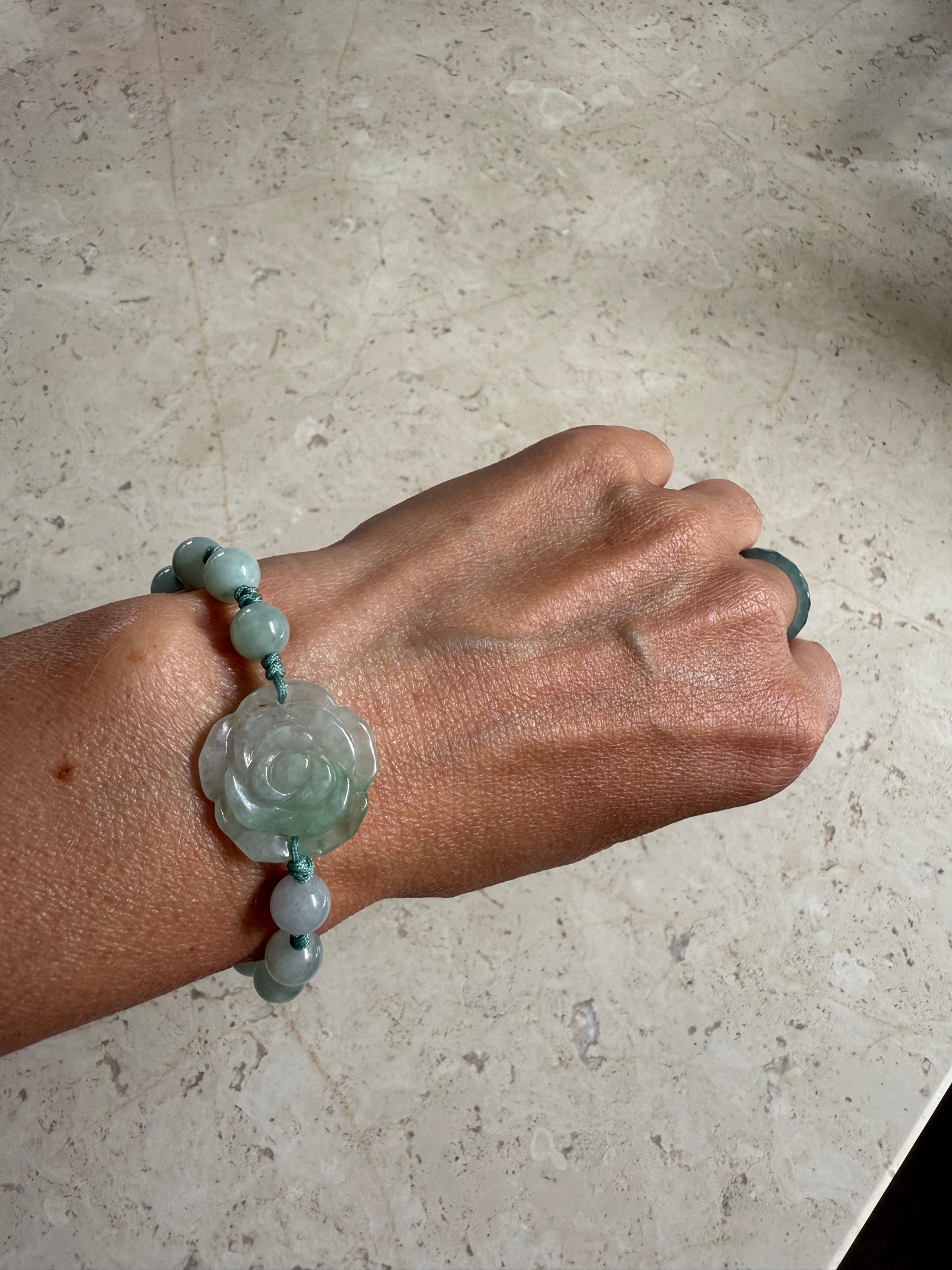 Jadeite Rose adjustable bracelet