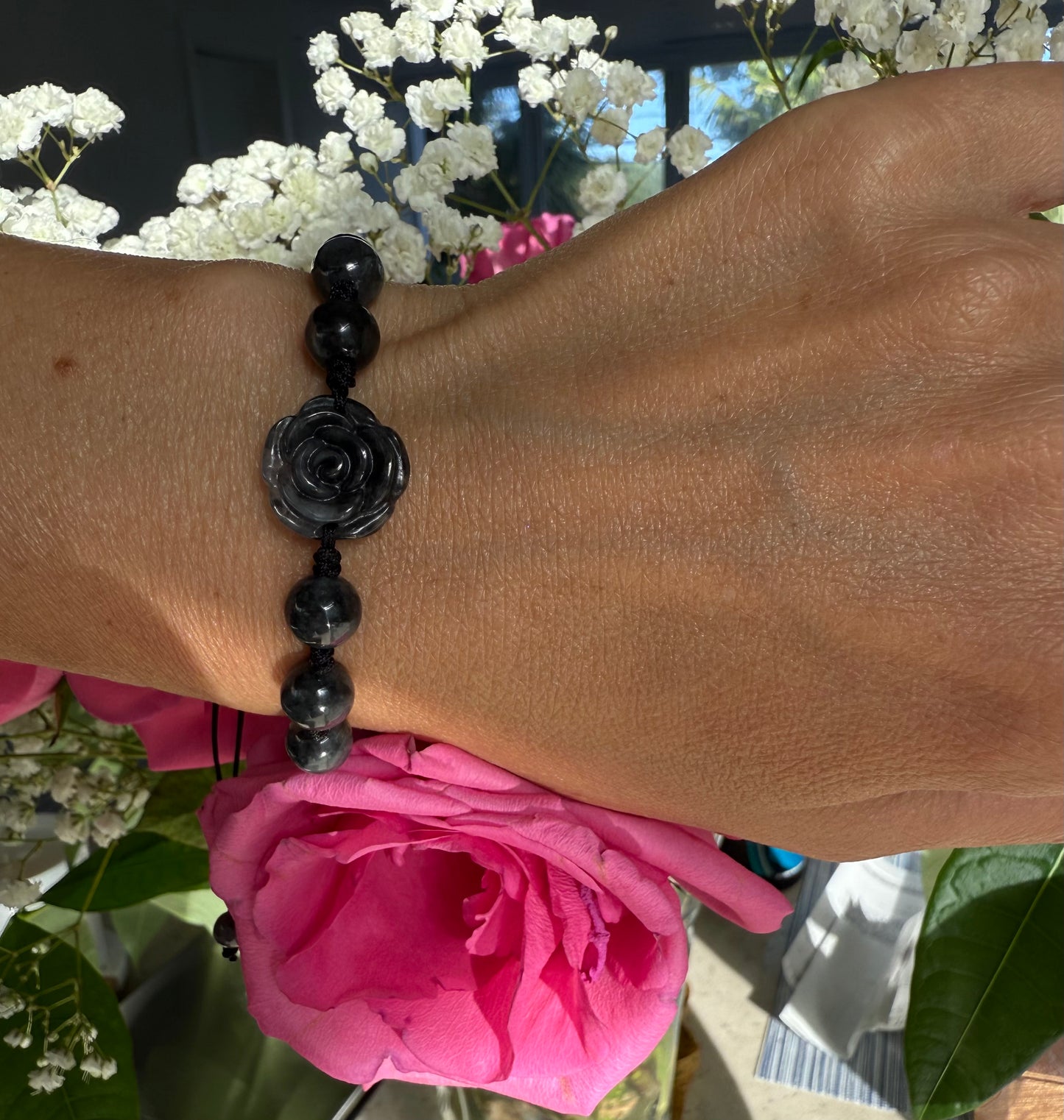 Black rose jadeite bracelet