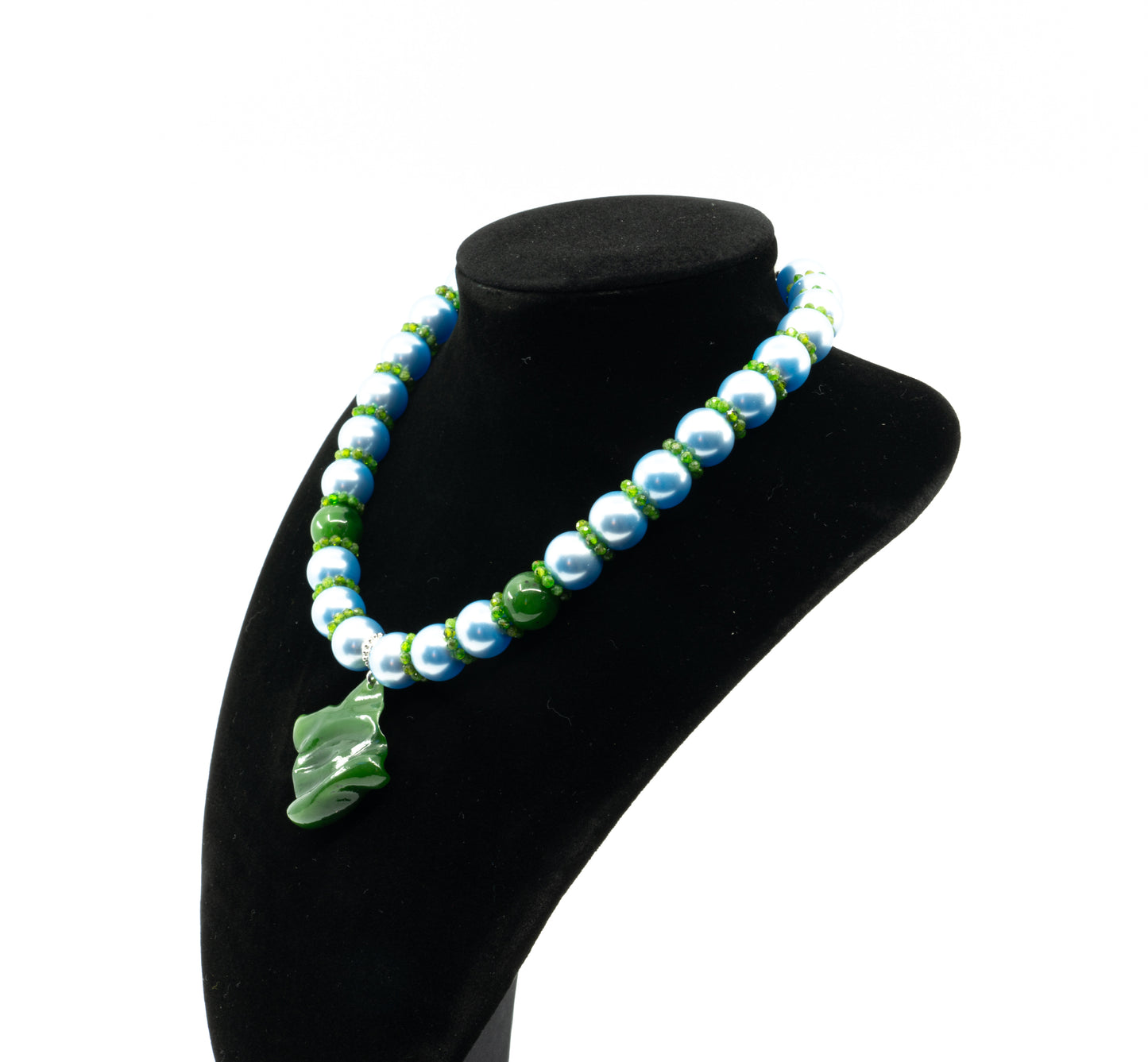 Green Jade/Blue Pearls necklace