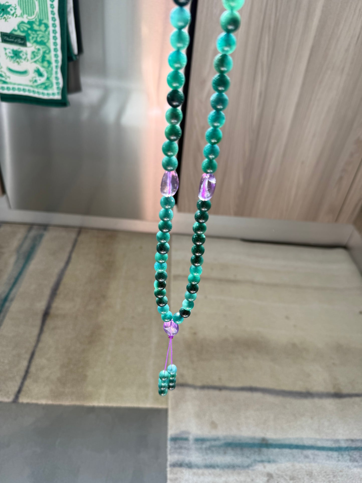 Jadeite Necklace with Amethyst