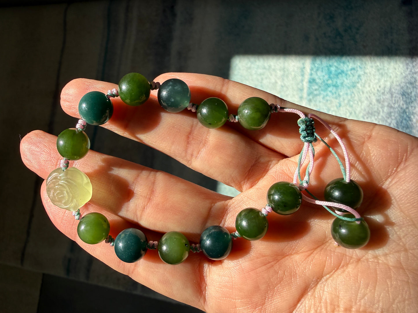 Marmalade jade & fluorite bracelet