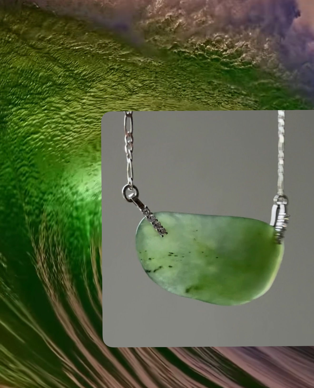 Siberian green ice jade necklace